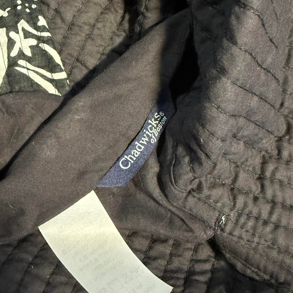 Chadwicks of Boston Black White Quilted Floral Jacket Cotton Boho Cottagecore - Picture 5 of 6